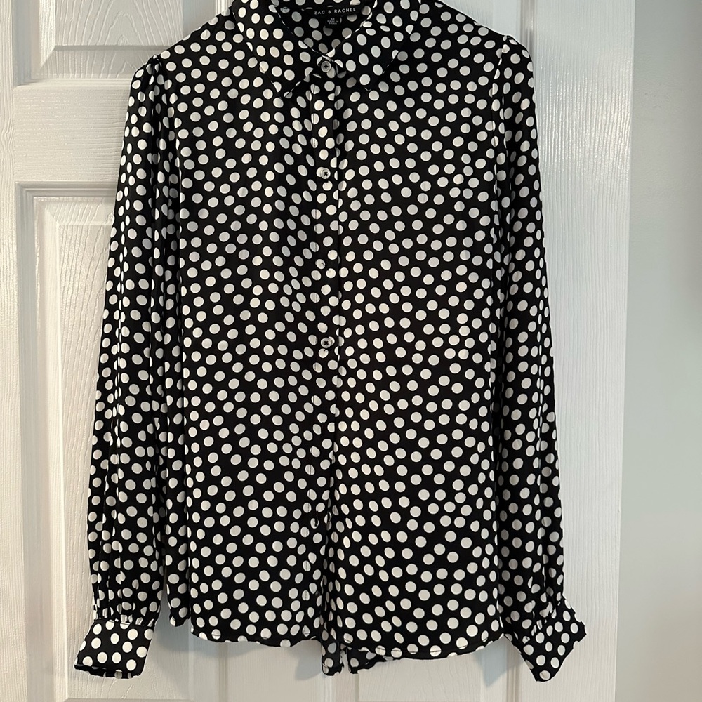 Zac & Rachel Black and White Polka Dot Button Down Shirt